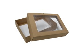 KRAFT PAPER BOX WITH WINDOW 34,5x25,5x7,5cm SET/3
